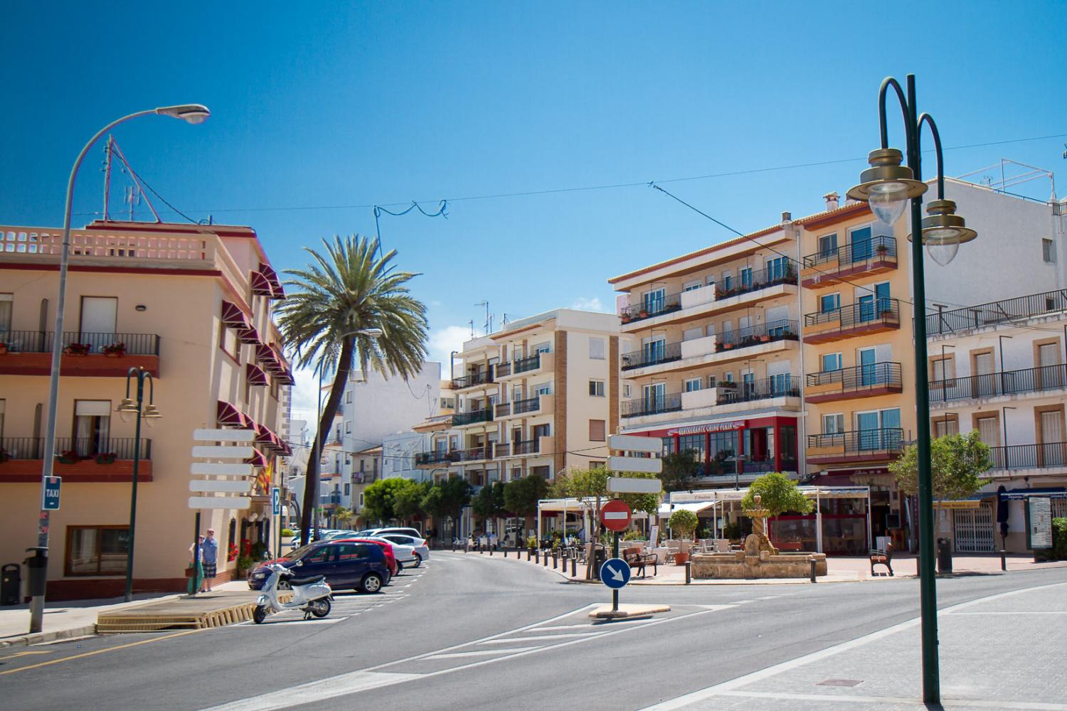 The apartment is located of this main plaza, in the central passageway on the right.